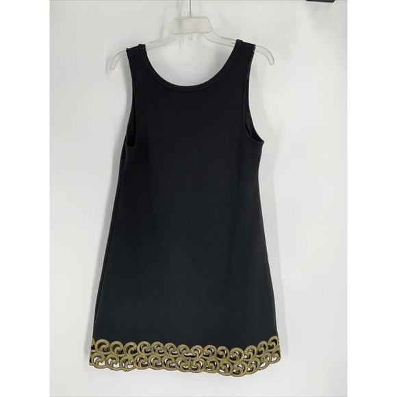 Free‎ People Black Gold Dress Sz 8 Tunic Sleeveless Tank Boho Midi Embroidered - Picture 5 of 8